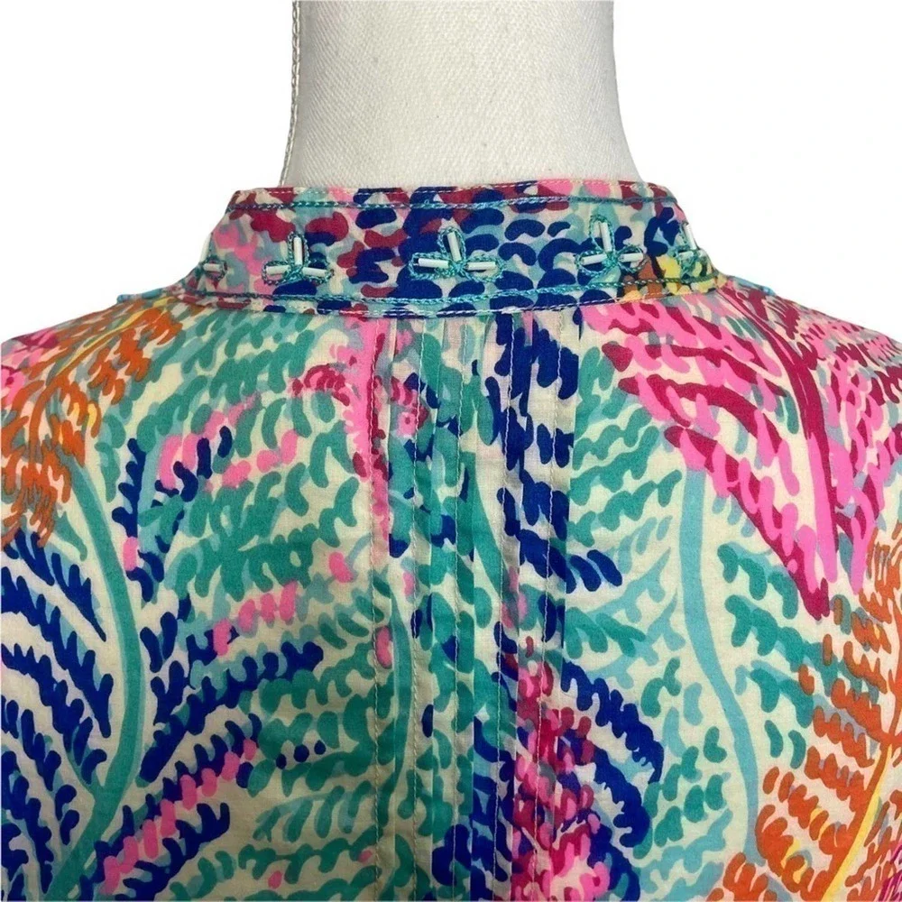 Lilly Pulitzer Sarasota Beaded Tunic Electric Feel Cameo White - Picture 9 of 15